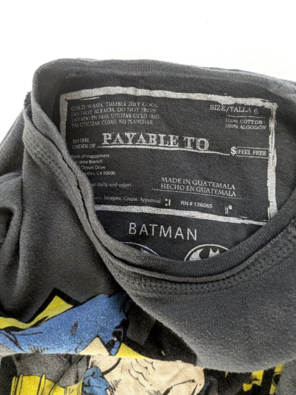 Batman Shirt - Boy's 6 - Gray Layered T-Shirt Youth Kids Superhero DC Comics